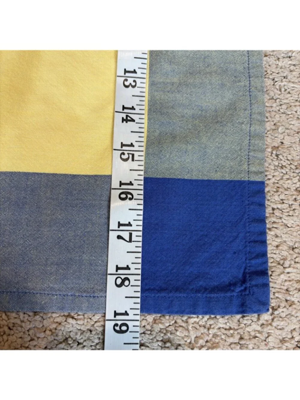 Pier 1 One Cloth Napkins Blue Yellow Palermo Stripe Plaid 100% Cotton Set of 4